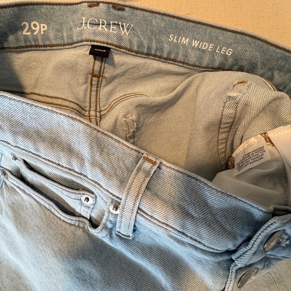 Worn Once  Petite Slim Wide- Leg jean with button fly in all-day stretch SZ 29 P - Picture 5 of 7